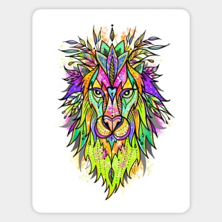 Lion colorful digital art illustration. Magnet